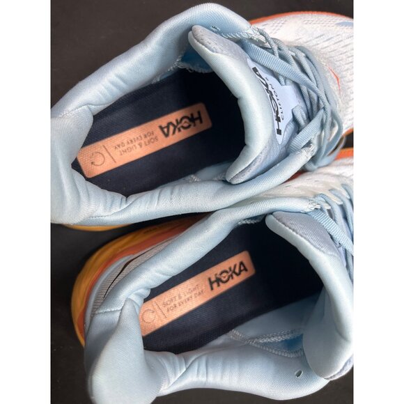 Hoka Clifton 8 Running Shoes Size 7D Light Blue Orange Yellow Womens - Picture 6 of 10